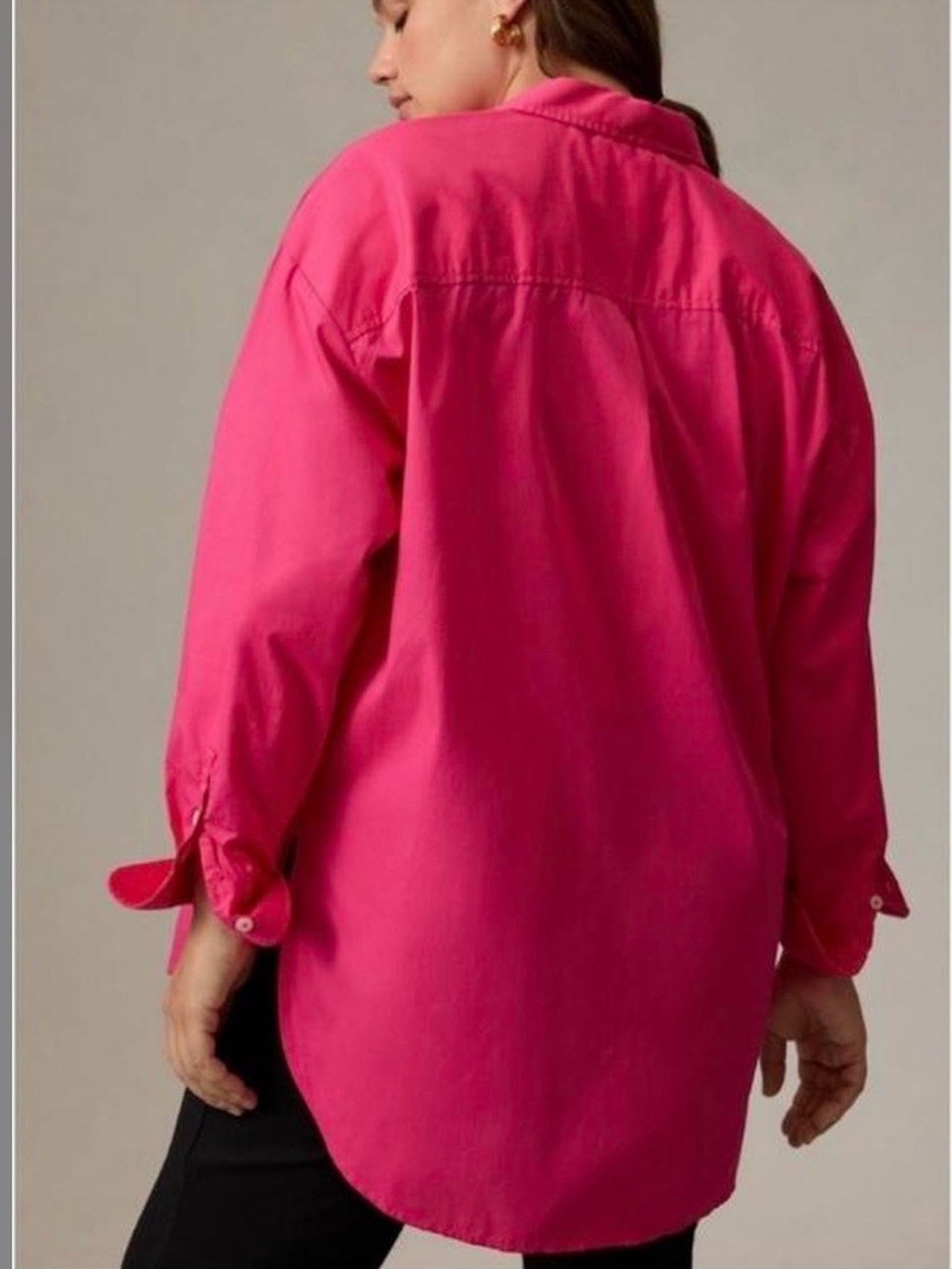 Anthropologie Maeve “The Bennett” Relaxed Button-Up Shirt – Hot Pink – Women’s S - Picture 2 of 9